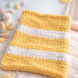 Soft Yellow & White Striped Baby Blanket